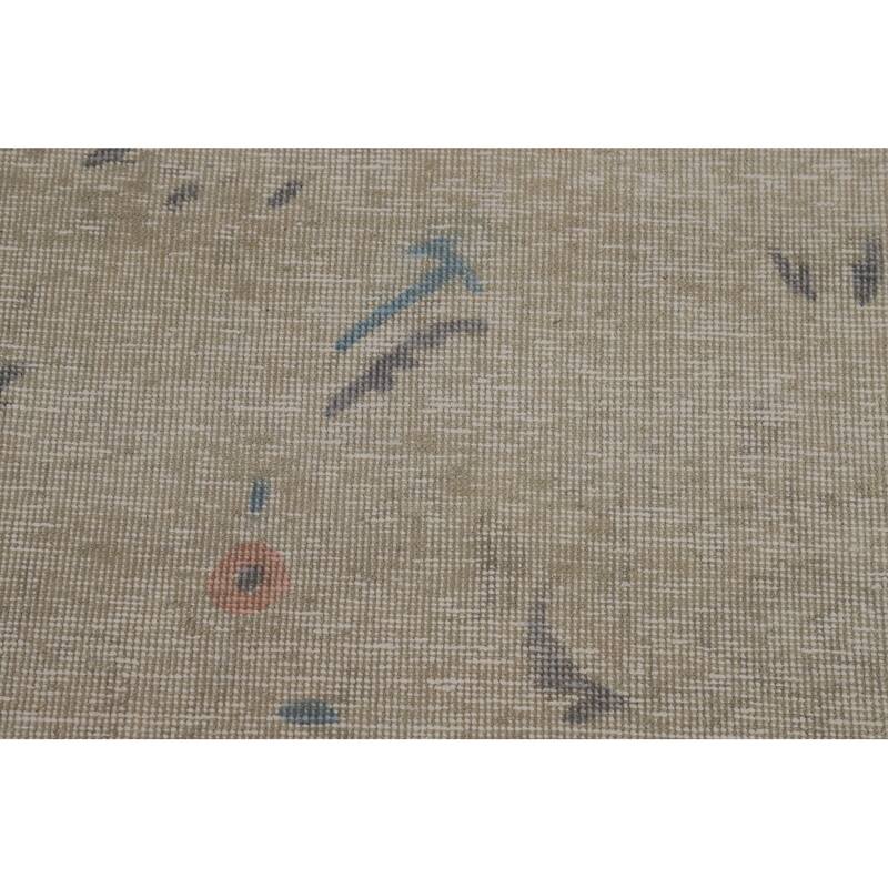 Distressed Floral Tabriz Persian Area Rug Hand-Knotted Wool Carpet - 9'5"x 10'10"