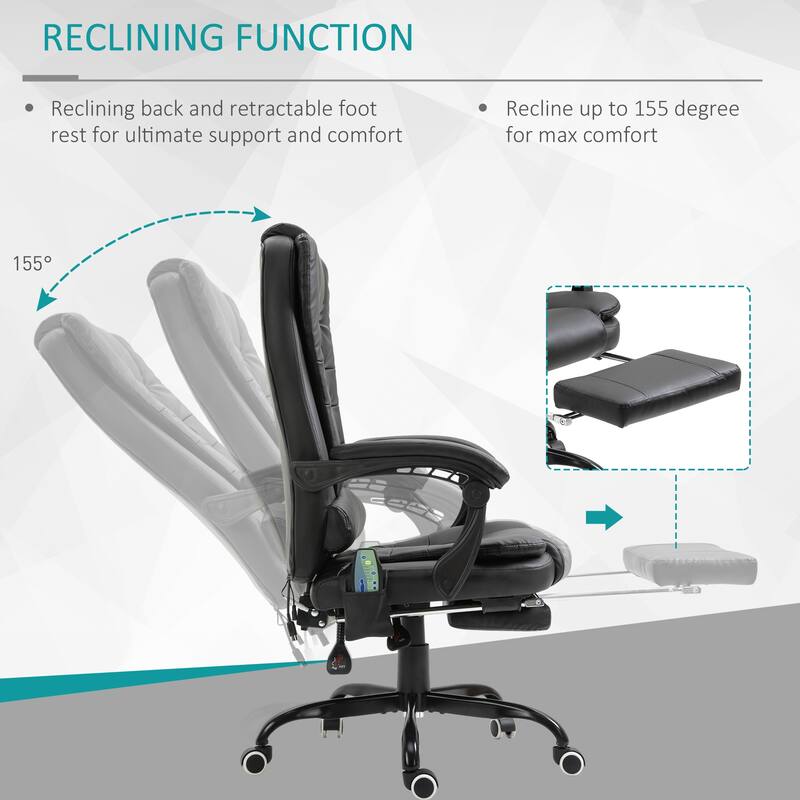 7-Point Vibrating Massage Office Chair, High Back Executive Recliner with Lumbar Support,Reclining Back, Adjustable Height