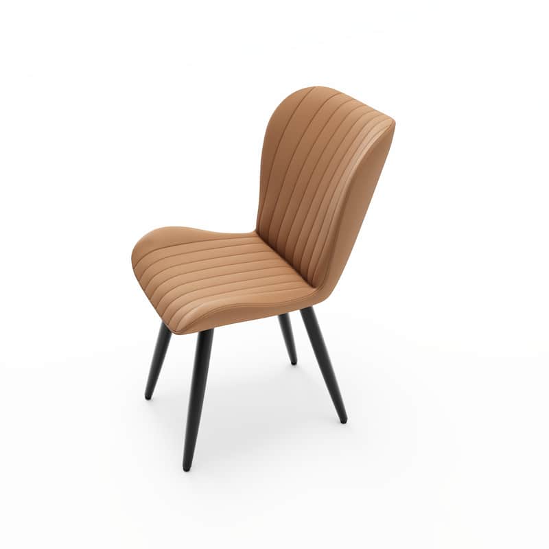 Set of 4 Modern PU Leather Dining Chairs with Thick Cushions & Metal Legs, Armless Faux Leather Side Chairs for Kitchen