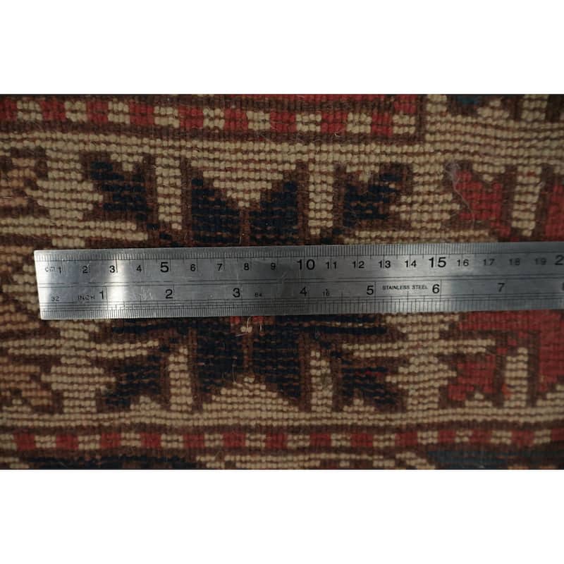Hand Knotted Oriental 100% Wool Carpet Transitional Geometric Red Anatolian Area Rug - 5' 4'' X 3' 10''