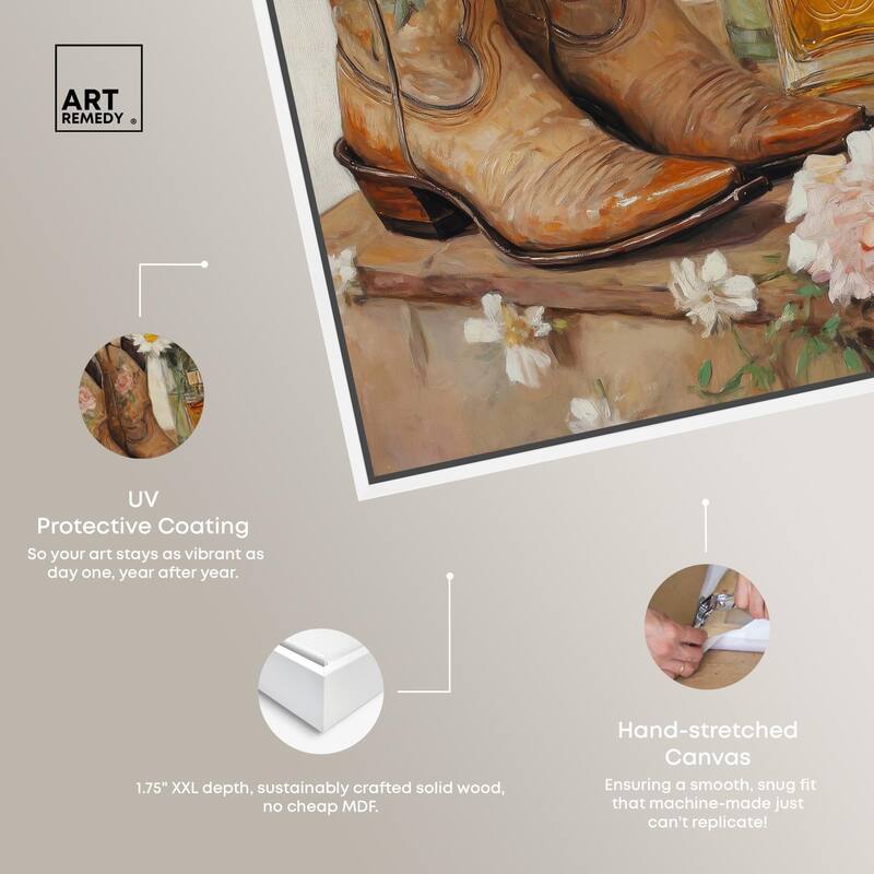 Delicate Floral Boots II Canvas by Art Remedy