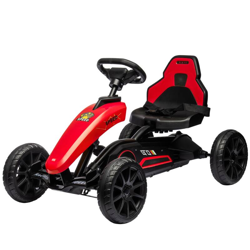 Kids Pedal Go-Kart with Adjustable Seat, EVA Wheels, Hand Brake, Forward & Reverse Drive, 3-8 Years, Max 66 lbs