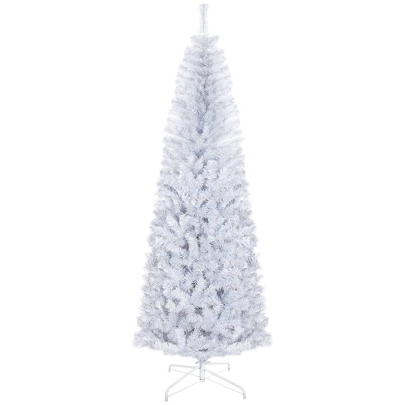 HOMCOM 6/7FT Black Christmas Tree with Stand, Xmas Slim Artificial Christmas Tree Small, Black Christmas Decorations