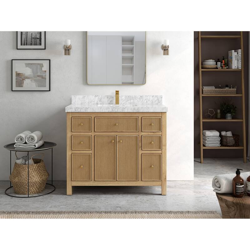 Willow Collections 42 in. W x 22 in. D Sonoma Teak Single Sink Bathroom Vanity with Countertop