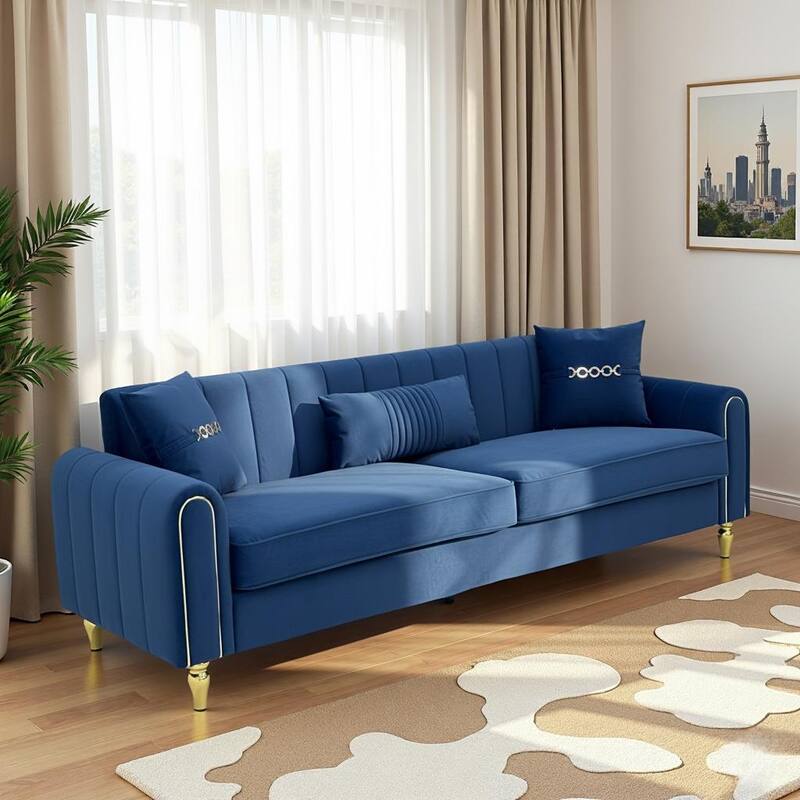 87.4" Luxury Loveseat Sofa with Metal Legs, Round Arms