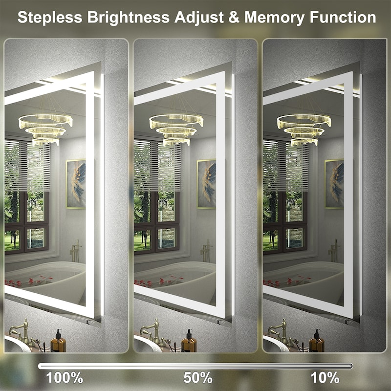 KIOTEE Super Bright Anti-fog LED Bathroom Mirror with Backlit and Front Lighting 3-Year Warranty