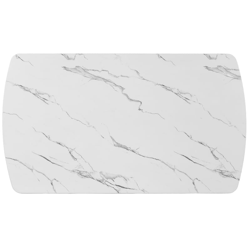 Modern Stylish Unique Color Blocking Design Faux Marble Dining Table with 3-Plate Support