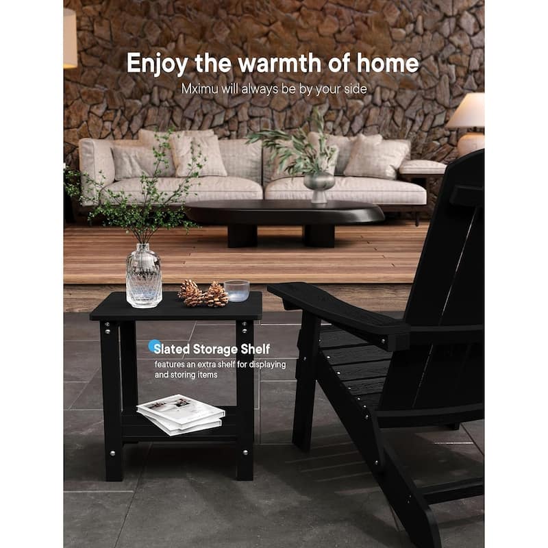 WINSOON Outside Adirondack Square Side Table, Weather Resistant Patio Table Double Layers