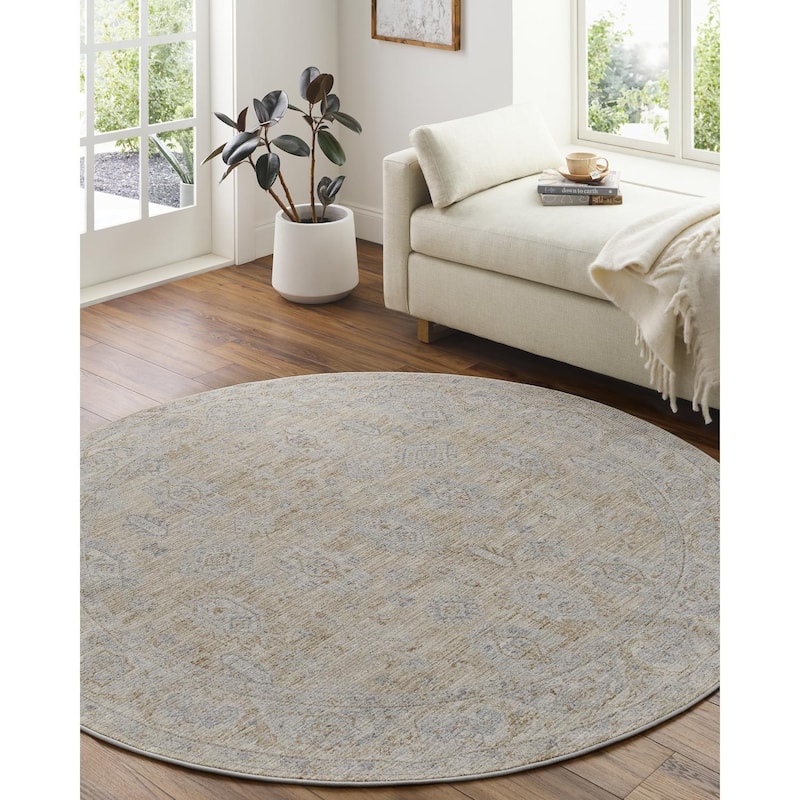 Livabliss Traditional Avant Garde Medallion Area Rug - 7'10" x 10'2" - Beige/Slate