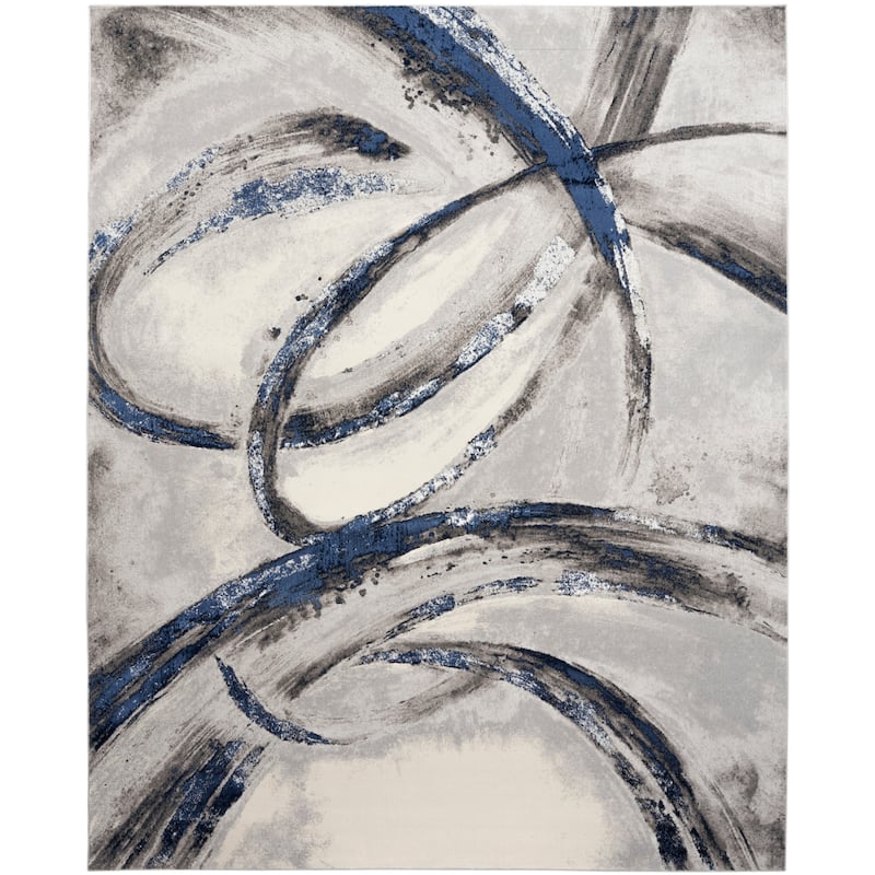 Inspire Me! Home Décor Brushstrokes Indoor only Abstract Area Rug - 9' x 12' - Grey/Navy