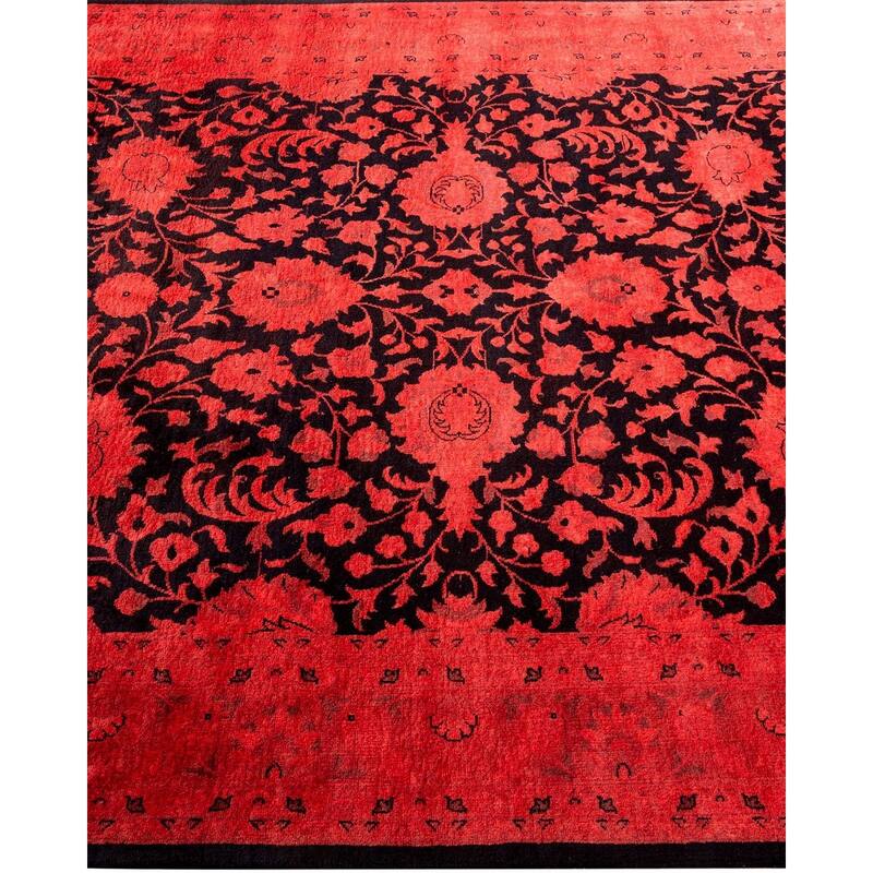 Overton Hand Knotted Wool Vintage Inspired Modern Contemporary Overdyed Red Area Rug - 4' 2" x 6' 1"