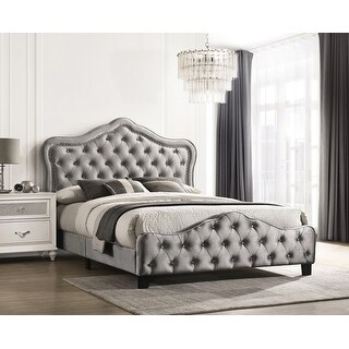 Coaster Furniture Bella Grey Upholstered Tufted Panel Bed
