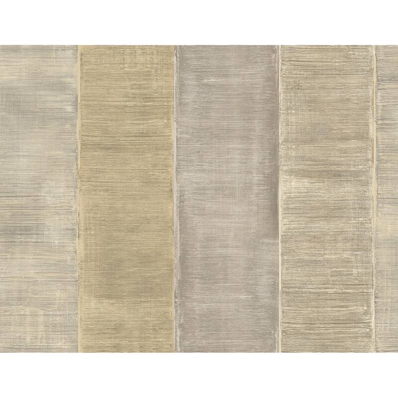 Seabrook Designs Palladium Striped Unpasted Wallpaper - 27 in. W x 27 ft. L - Metallic Champagne and Ivory