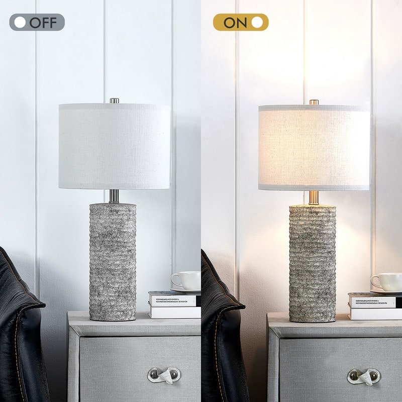 KAWOTI 23.75" Glazed Ceramic Table Lamp Set with LED Bulbs (set of 2) - W12" * H23.75"