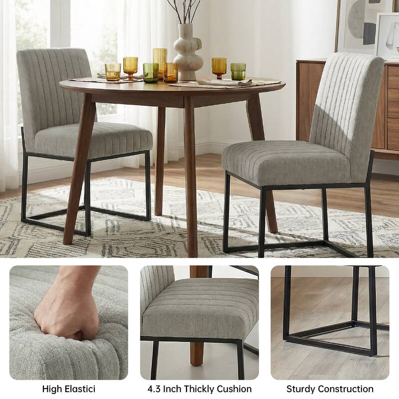 Mid Century Modern Dining Chair with Black Metal Legs