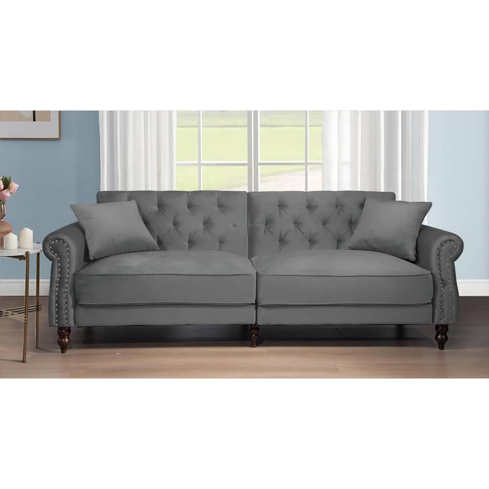 87.8'' Convertible Velvet Sofa Bed Sleeper Futon