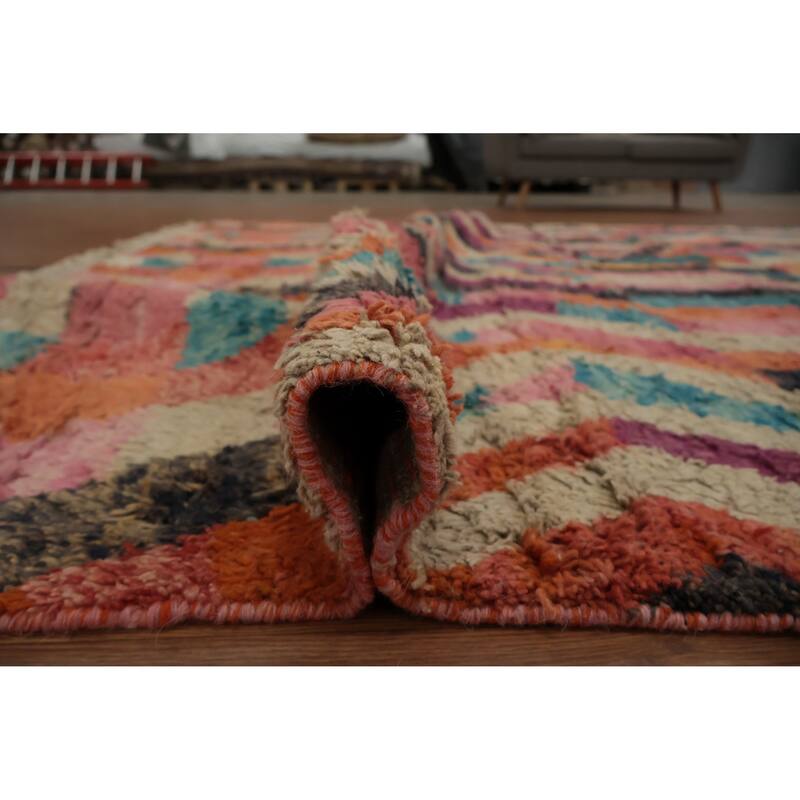 Hand Knotted Oriental 100% Wool Carpet Modern Geometric Multi-Colored Moroccan Area Rug - 12' 11'' X 8' 9''