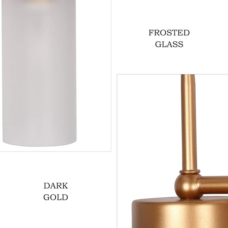 Modern Gold 3-Light Linear Bathroom Vanity Lights Frosted Glass Wall Sconces - 22" L x 5" W x 11" H