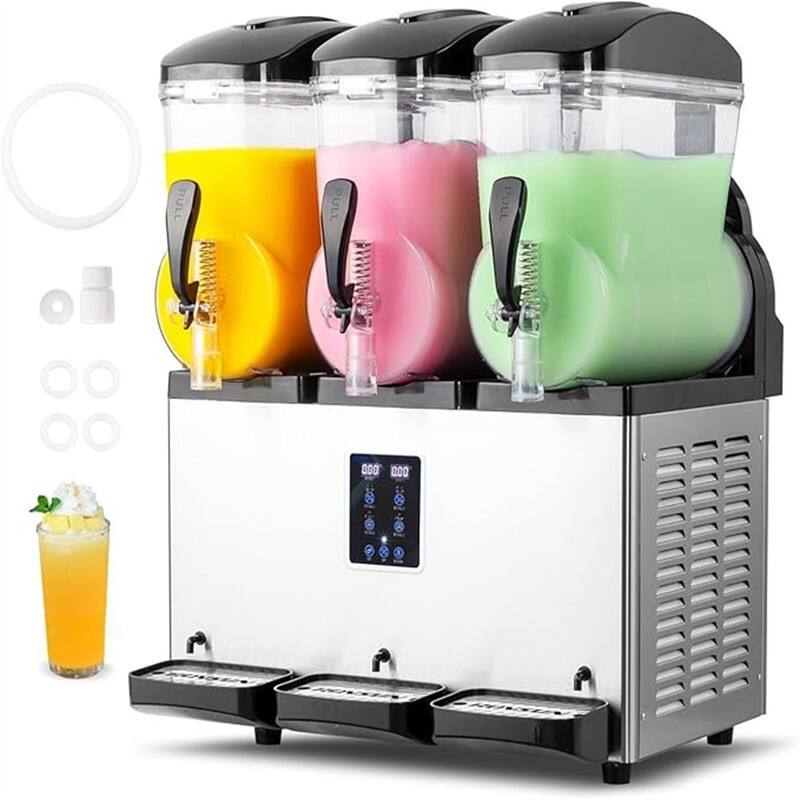12 Gallon 110V 1200W Stainless Steel Slushie Machine - Black