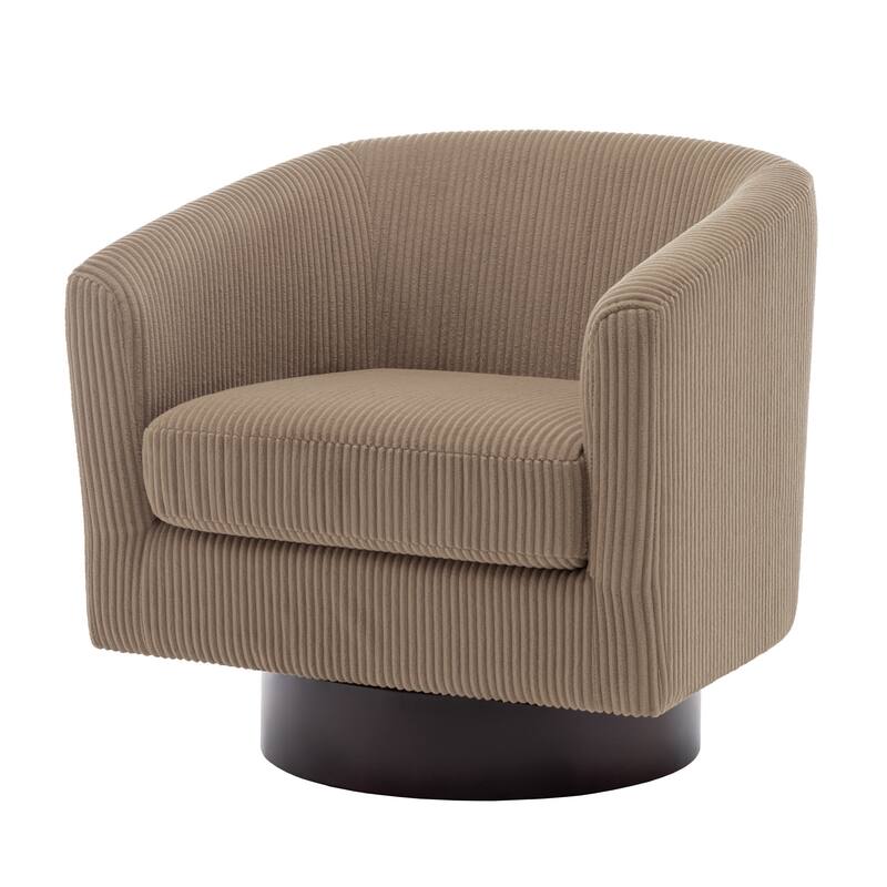 Corduroy Upholstered Swivel Barrel Chair (Set of 2)