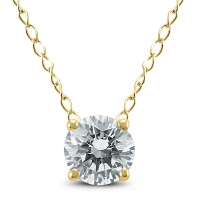 Marquee 1/4 Carat Floating Round Diamond Solitaire Necklace in 14K Yellow Gold