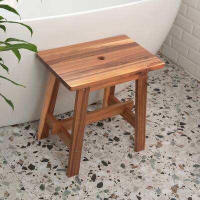 Acacia Wood Stool - Natural Grain, Versatile, and Sturdy Design and More - Strong Weight Capacity up to 350 lbs