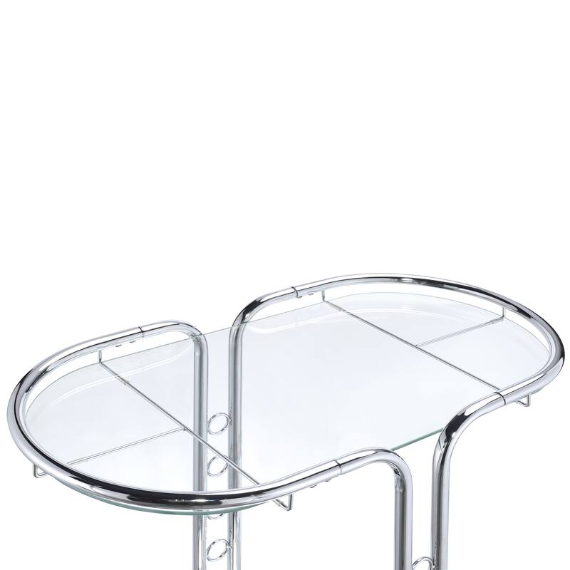 Daxton Modern Chrome Glass Top Serving Cart with Casters by Furniture of America