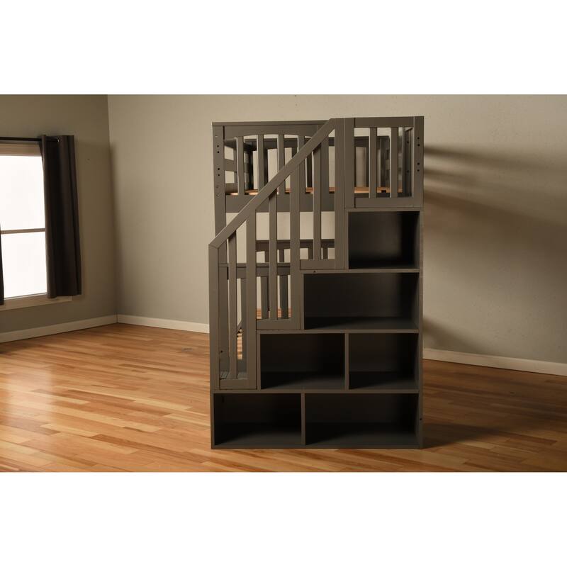 Somette Kelcie Bunk Bed with Stairs, Trundle and Tray (Mattresses Not Included)