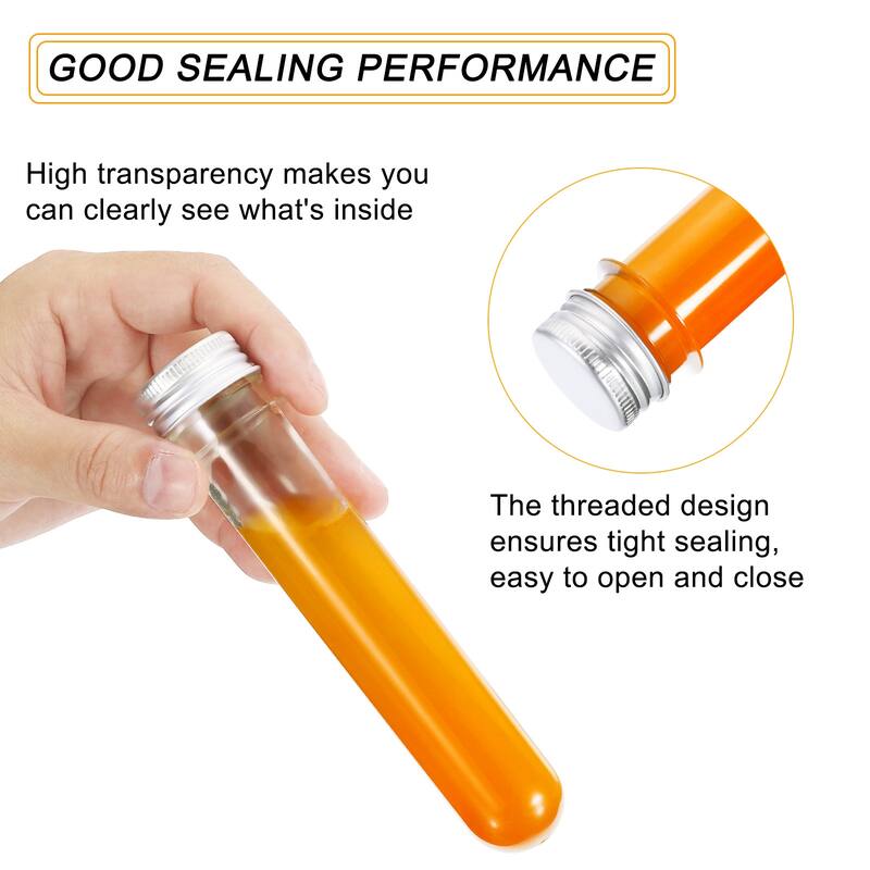80Pcs 45ml Plastic Test Tube with Screw Caps, 140x25mm Tubes Aluminum Lid, - Clear