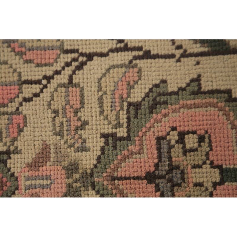 Pink & Beige Floral Tabriz Persian Foyer Rug Handmade Wool Carpet - 3'3"x 4'10"