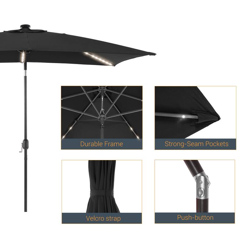 LIVOOSUN 6x9Ft LED Patio Umbrella Weather Resistant Table Umbrella