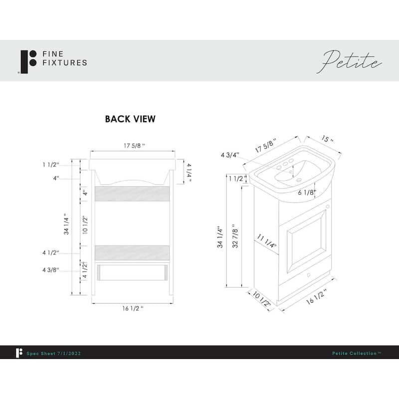 Fine Fixtures Petite 16-inch Bathroom Vanity with Vitreous China Sink Top
