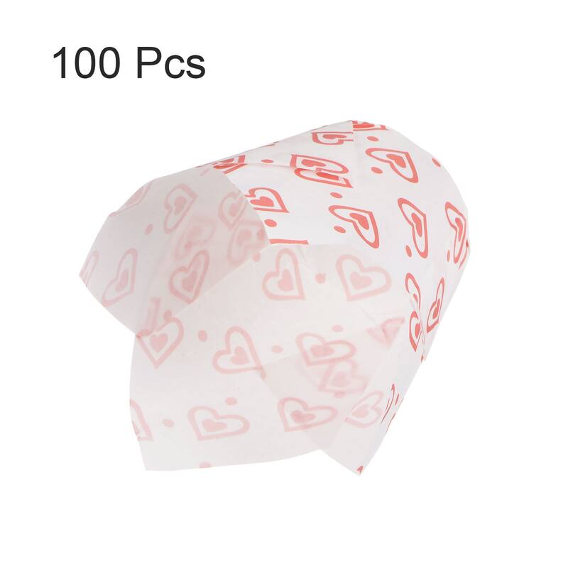100Pcs Tulip Cupcake Liners Paper Baking Cups White with Heart Pattern - White with Heart Pattern