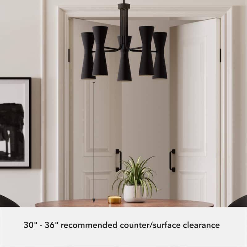 Hunter Zola Black 10-Light Chandelier - Dining Room, Bedroom, Living/Great Room, Foyer - Modern, Mid-Century - Designer!
