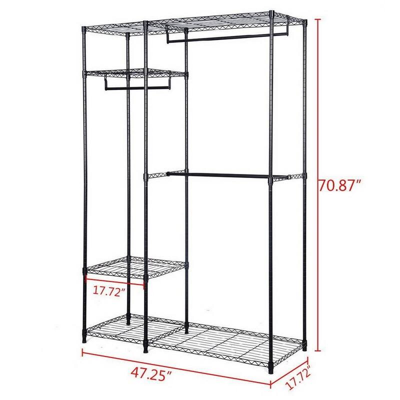 4-Tiers Clothing Storage Rack Closet Organizer Shelf Black