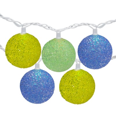 10-Count LED Color Changing Sparkle Globe Patio Lights - 7.5 ft White Wire - Multicolor