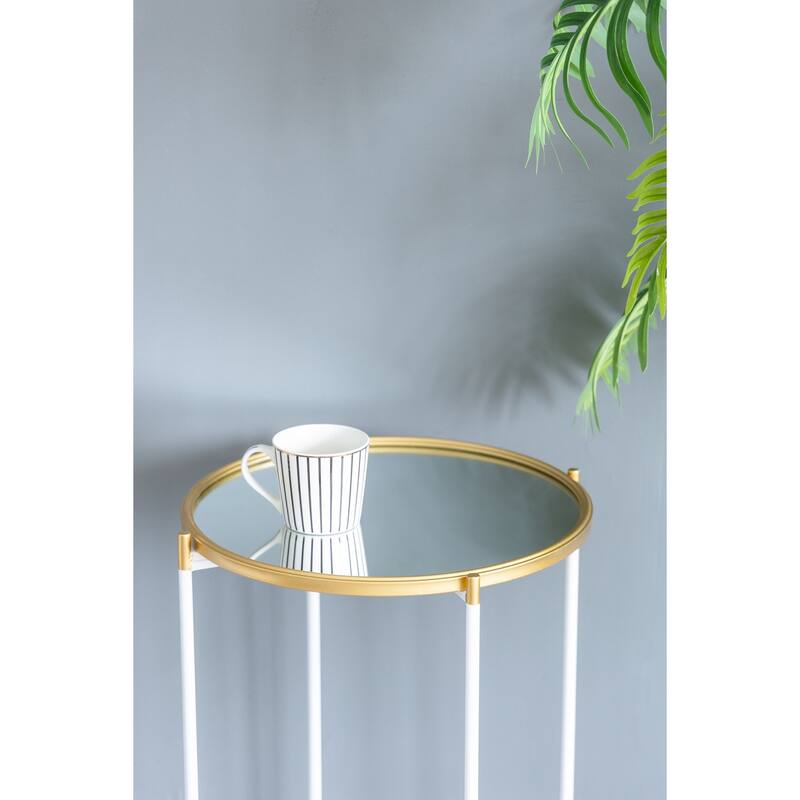 Nesting Side Tables Set of 2 with Glass Tops and Metal Frame