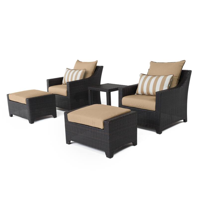 Deco 5 Piece Sunbrella Outdoor Patio Club Chair & Ottoman Set
