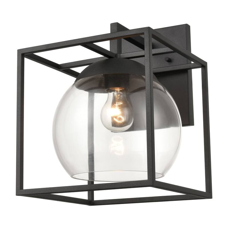 Cubed 1-Light Outdoor Sconce - Charcoal - 13 inch Tall - Charcoal