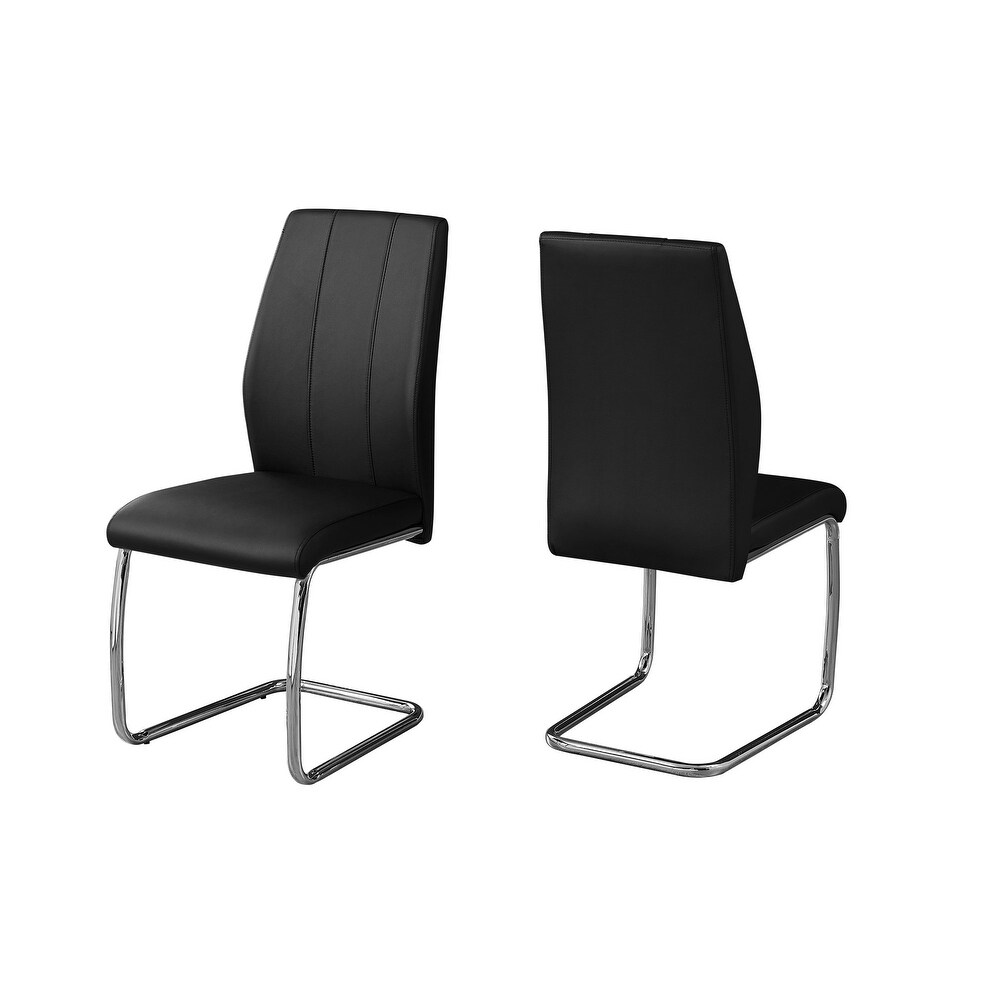 Overstock Set of 2 Black and Silver Contemporary Upholstered Dining Chairs 38.75 inch (Black)