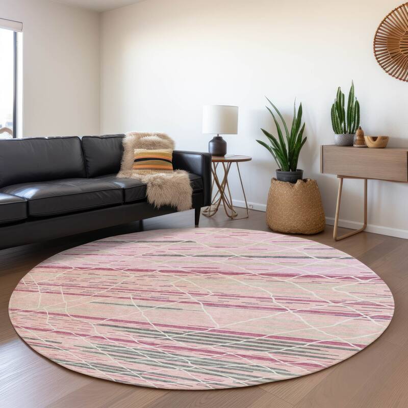 Premium Washable Super Soft Modern Himalaya Mayfield Rug - 8' x 8' - Pink