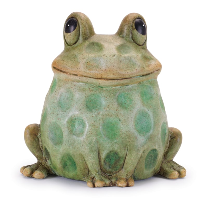 Speckled Sitting Frog Terracotta Garden Statues - 5.25" - Green - Set of 4