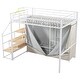 preview thumbnail 18 of 20, Metal Loft Bed with Wardrobe and Storage Shelves