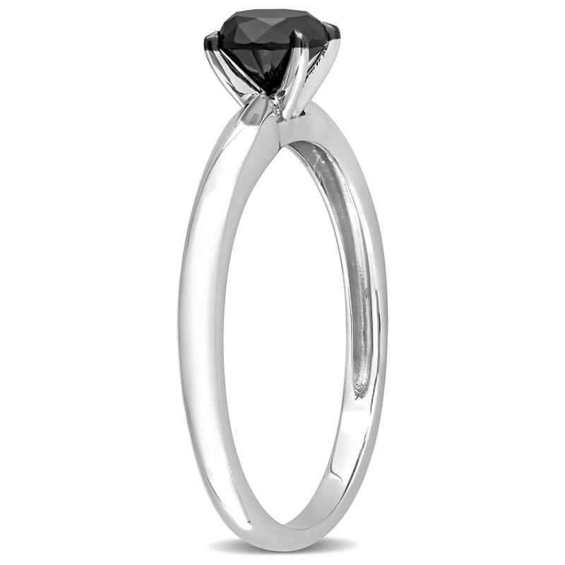 Miadora 3/4ct TDW Black Diamond Solitaire Engagement Ring in 14k White Gold