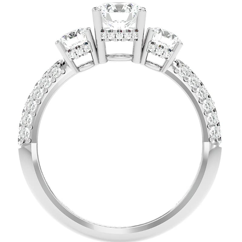 1 1/2Ct Diamond & Moissanite Side Halo Engagement Ring in Gold