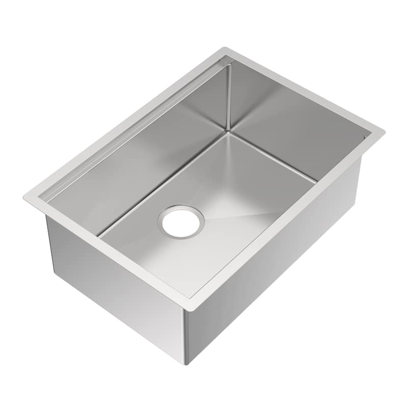 Whitehaus Undermount Single Bowl 16 Gauge Brushed Stainless Steel Workstation Sink With Accessories