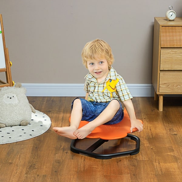 slide 2 of 9, Qaba Sensory Spinning Chair, Flower Shaped for Autism, Kids, Toddlers, Training Body Balance & Coordination, Orange Orange