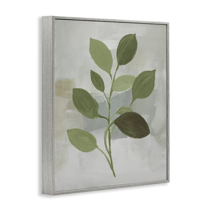 Stupell Leaf Sprigs over Grey Framed Giclee Art Design By Lanie Loreth