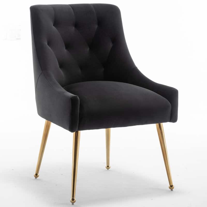 SEYNAR Modern Dining Chairs Set of 6, Velvet Accent Chair Tufted Back Armless Chair with Back Pull