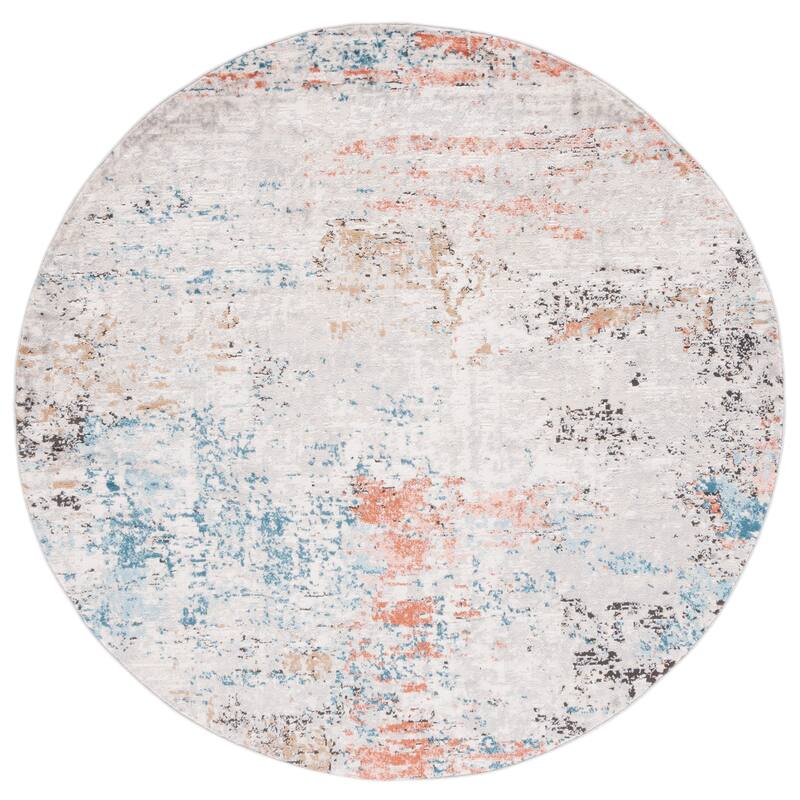 SAFAVIEH Shivan Gerly Modern Abstract Rug - 6'7" Round - Grey/Pink
